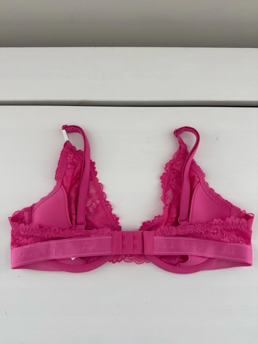 PINK Victoria’s Secret Lace Unlined Bra 36C Pink NWT